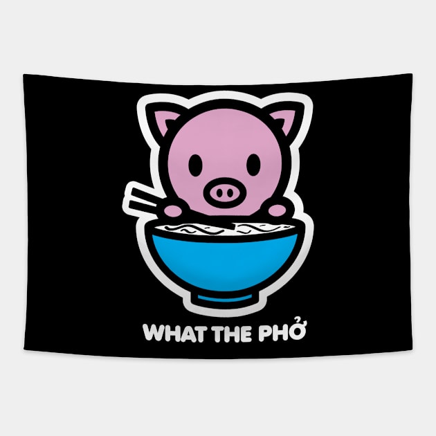 Year Of The Pig What The Pho Noods Funny Cute Ramen Joke Pet Bambu Brand Tapestry by Bambu