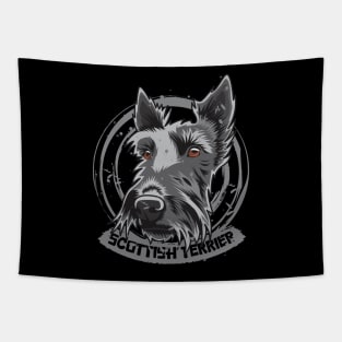 Scottish Terrier Circle Splatter Artwork Tapestry