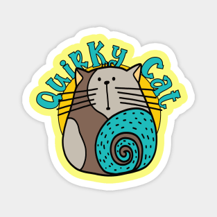 Quirky Cat Gray and Brown Cat Magnet