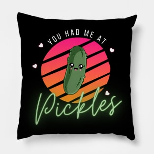 You Had Me At Pickles Kawaii Pickle Sunset Pillow