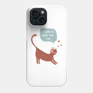 Cute romantic illustration with cat, hearts and declaration of love Phone Case