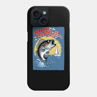 Retro fishing sunshine sailboats and almost catching a fish Phone Case