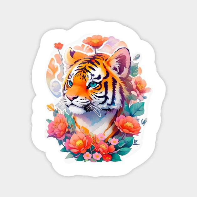 Minimal Cute Baby Tiger Magnet by Imagination Gallery