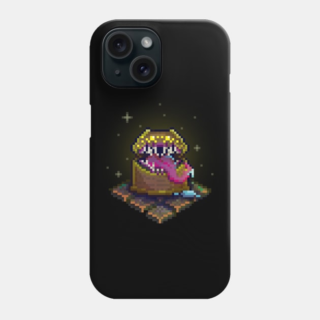 Dungeon Mimic 8 Bit Retro Pixel Art Phone Case by Wolfkin Design