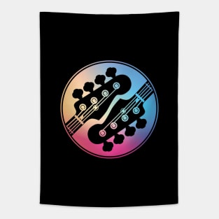 Bass Guitar Headstock Circle Gradient Theme Tapestry