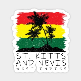 St Kitts and Nevis National Colors with Palm Silhouette Magnet