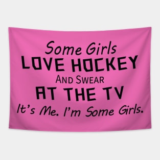 Girls Watching Hockey Tapestry