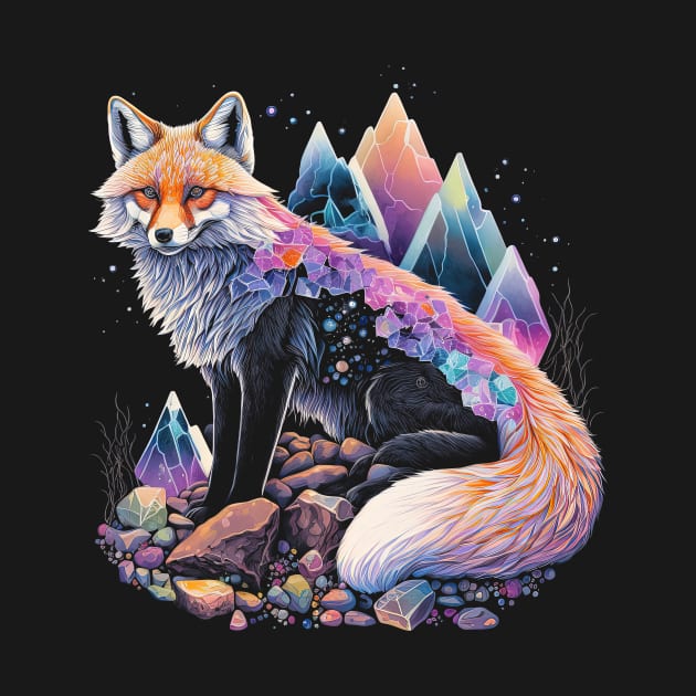 Esoteric Fox Pet Art Crystals Cute Illustration Design by AestheticArtDesigns