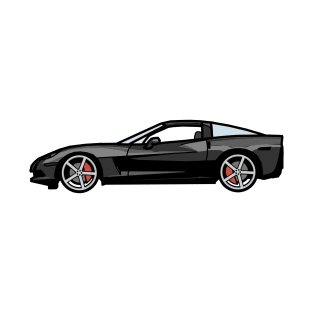 Chevrolet Corvette C6 Black Digital Painting T-Shirt