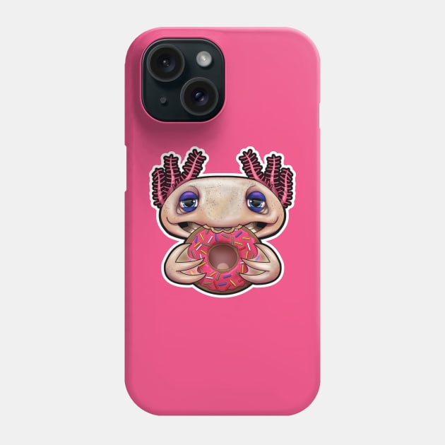 SNAX Axolotl eating doughnut Phone Case by SilverBaX