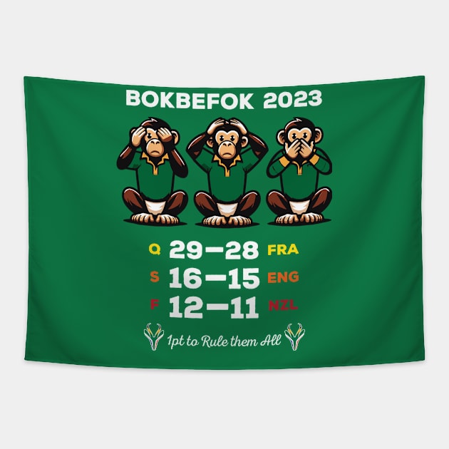 Bokbefok 2023 Funny | South African Monkeys | Bokke Fans Rugby | Afrikaans Origin | Go Bokke Tapestry by BraaiNinja