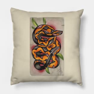 old timey snake tattoo Pillow