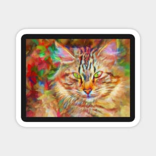 Colorful Cat in Abstract Magnet