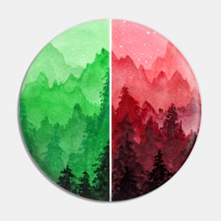 Red and Green Christmas Forest Pin