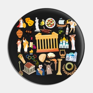 Greece Travel Icons Pin