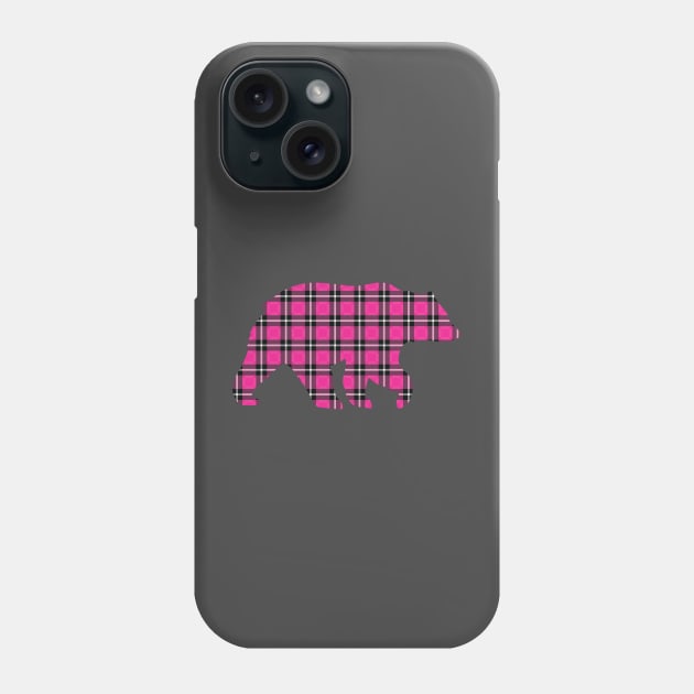 Pink Plaid Bear Phone Case by Designs by Dro