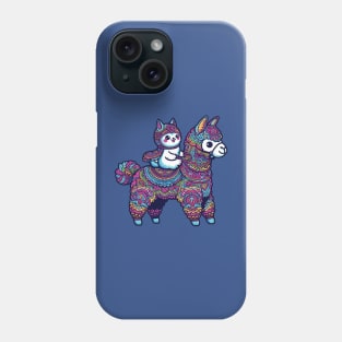 Cartoon white cat riding alpaca Phone Case