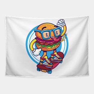 Skating Hamburger having fun Tapestry