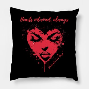 Hearts entwined, always. A Valentines Day Celebration Quote With Heart-Shaped Woman Pillow