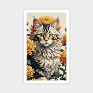 Chrysanthemum Cat Magnet