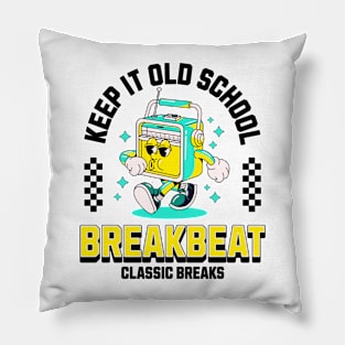 BREAKBEAT  - Keep It Old School Mascot (black/blue) Pillow