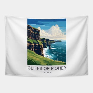 A Pop Art Travel Print of the Cliffs of Moher - The Burren - Ireland Tapestry