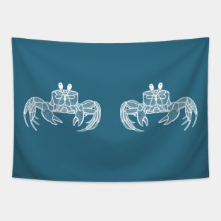 Ghost Crabs in Love - cute and fun animal design - on blue Tapestry