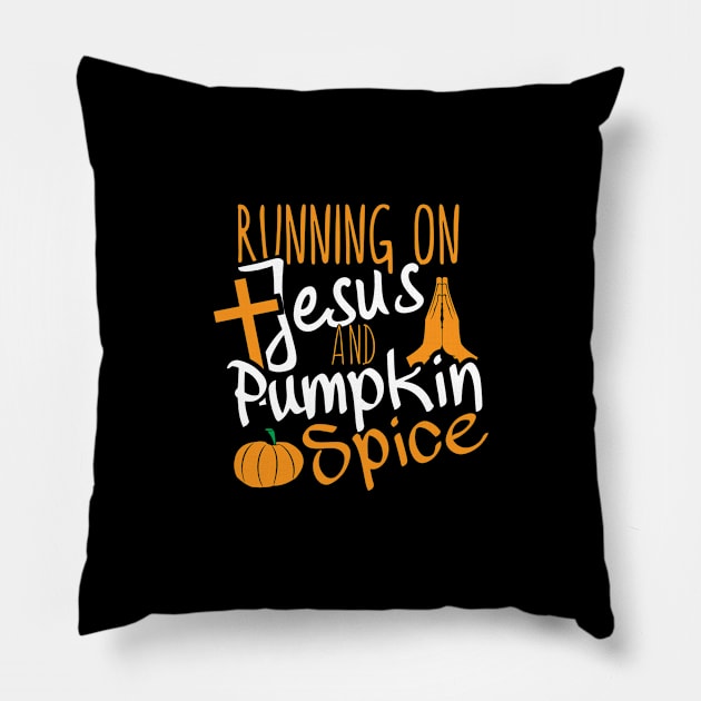 Funny Pumpkin Spice, Jesus Christian Design print Pillow by Blue Zebra