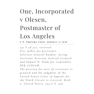 One Inc v Olesen - historic queer supreme court ruling | LGBTQIA+ history T-Shirt