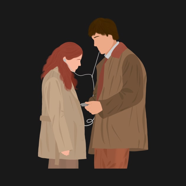 Office Jim and Pam Listening Music Song Headphones Fan Art by senaeksi