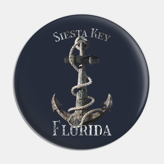 Siesta Key Florida Vacation Nautical Anchor Sailing Pin by macdonaldcreativestudios