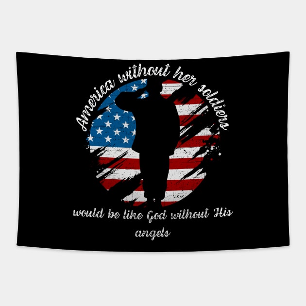 American Angels Memorial Day Fallen Heroes Flag Tapestry by Lone Wolf Works