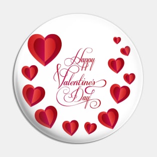 Happy Valentines Day Calligraphy Text. Romance background with red  heart shapes, love symbol. Beautiful Gifts. Cute. Valentine. Care Pin