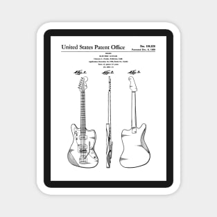 Electric Guitar Patent - Guitarist Music Lover Art - White Magnet