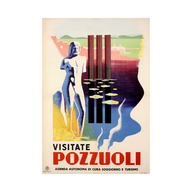 Visit POZZUOLI Italy Naples Rome Tourism Art Deco Vintage Travel Wall Art by vintageposters