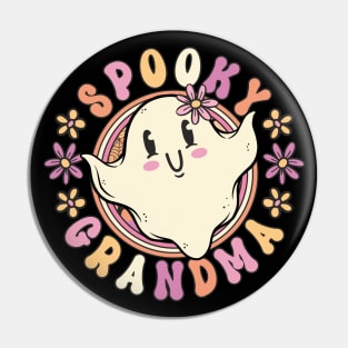 Groovy Halloween Costume Spooky Grandma Retro 70s Ghost Pin