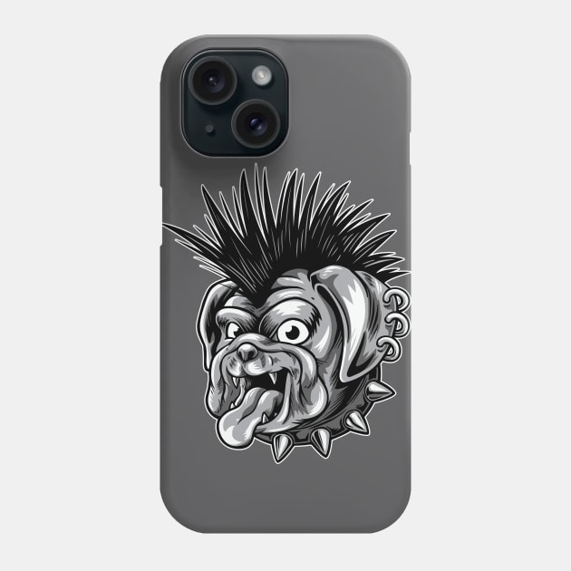 Punk Rock Pug Sketch Phone Case by SLAG_Creative