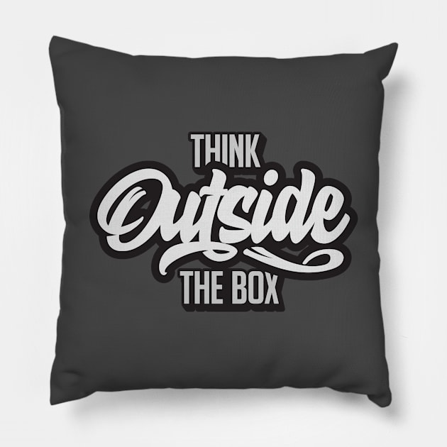 Think Outside the Box Pillow by NineBlack