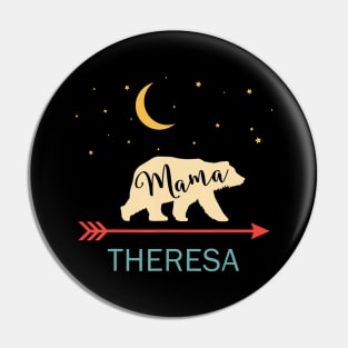 Theresa Name Gift Personalized Retro Mama Bear Pin