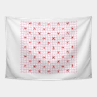 Pink and White Houndstooth Flower Dot Tapestry