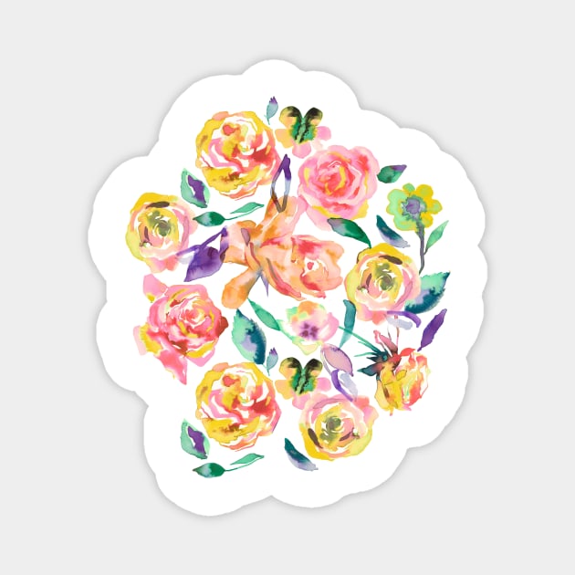 Watercolor Floral Roses Magnet by ninoladesign