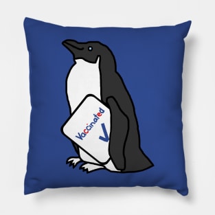 Cute Penguin with Vaccinated Sign Pillow