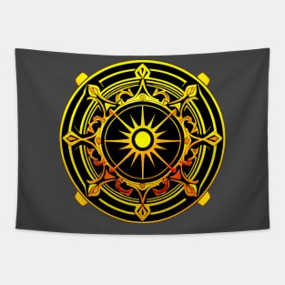 Solar Nexus Emblem - Sunwheel Power Crest Tapestry