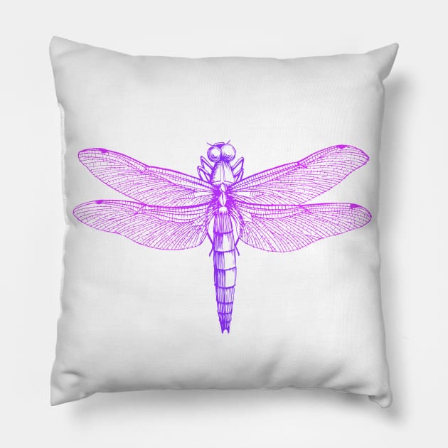 Dramabite Vintage retro dragonfly scientific illustration entomologist Pillow by dramabite