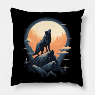 Lone Serenade: Majestic Wolf Howl Pillow