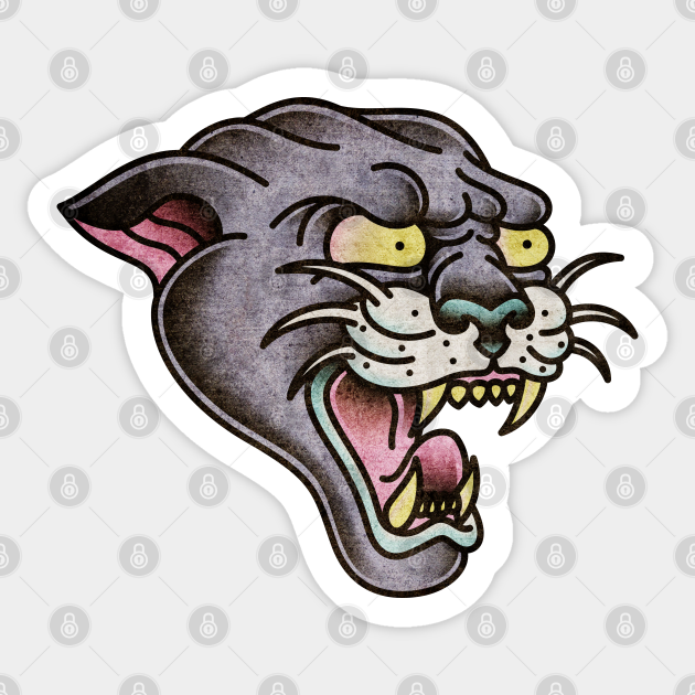 American Traditional Panther Head  Tattoo  Sticker  TeePublic