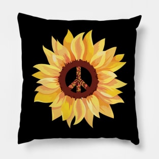 Sunflowers Peace Symbols Hippy Hippie Pillow