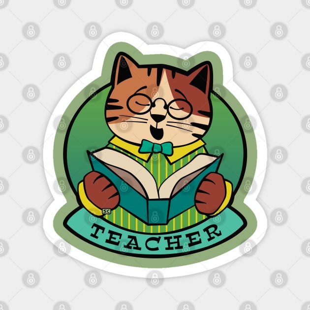 Teacher Cat Reading Book Magnet by Sue Cervenka