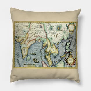 Antique Southeast Asian Map by Jodocus Hondius for the Gerardus Mercator Atlas Pillow