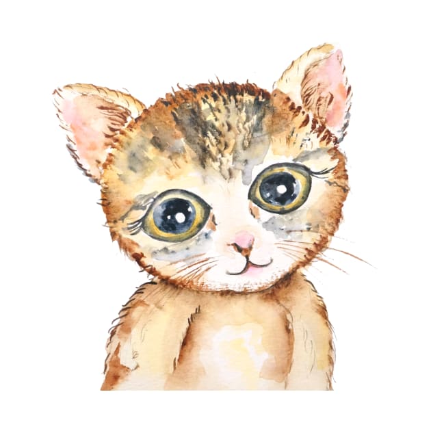 cute baby cat pussy watercolor by colorandcolor